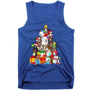 Funny Pitbull Dog Christmas Tree Lights Puppy Dog Lover Cute Gift Tank Top