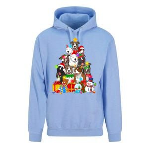 Funny Pitbull Dog Christmas Tree Lights Puppy Dog Lover Cute Gift Unisex Surf Hoodie