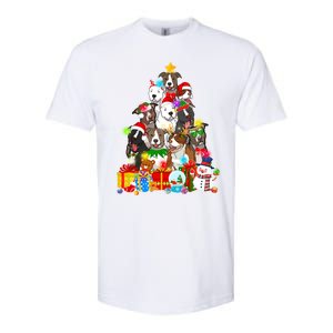 Funny Pitbull Dog Christmas Tree Lights Puppy Dog Lover Cute Gift Softstyle CVC T-Shirt