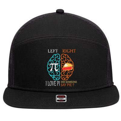 Funny Pi Day Left Vs Right Brain Pie Math Geek 7 Panel Mesh Trucker Snapback Hat