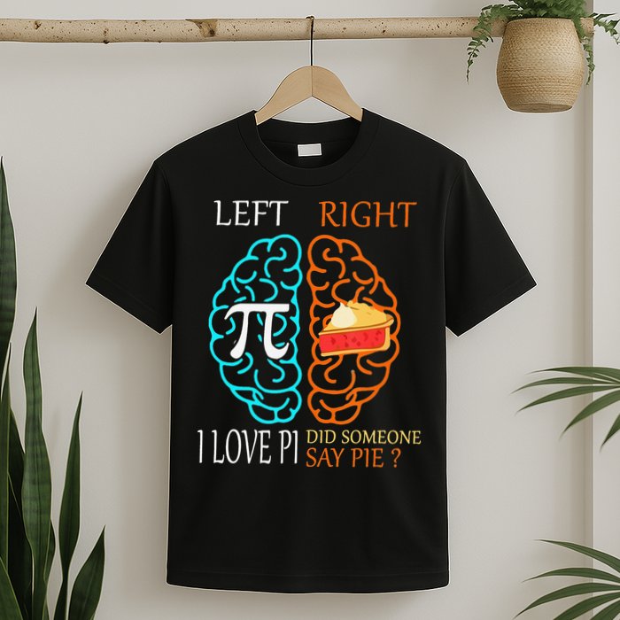 Funny Pi Day Left Vs Right Brain Pie Math Geek T-Shirt