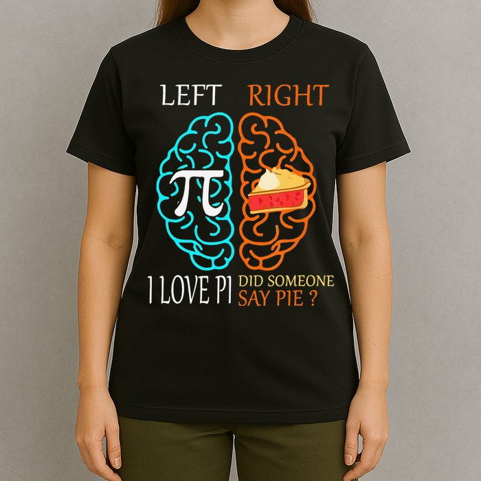 Funny Pi Day Left Vs Right Brain Pie Math Geek T-Shirt