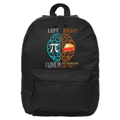 Funny Pi Day Left Vs Right Brain Pie Math Geek 16 in Basic Backpack