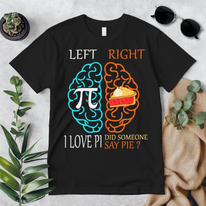 Funny Pi Day Left Vs Right Brain Pie Math Geek Premium T-Shirt