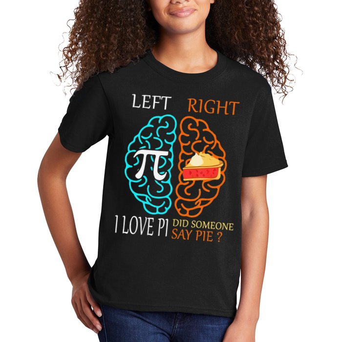 Funny Pi Day Left Vs Right Brain Pie Math Geek Kids T-Shirt