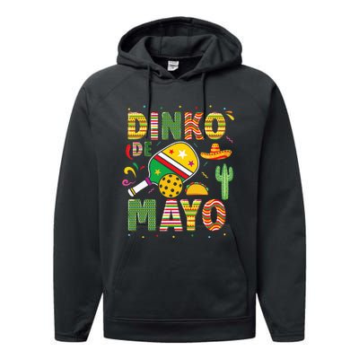 Funny Pickleball Dinko De Mayo Cinco De Mayo Performance Fleece Hoodie