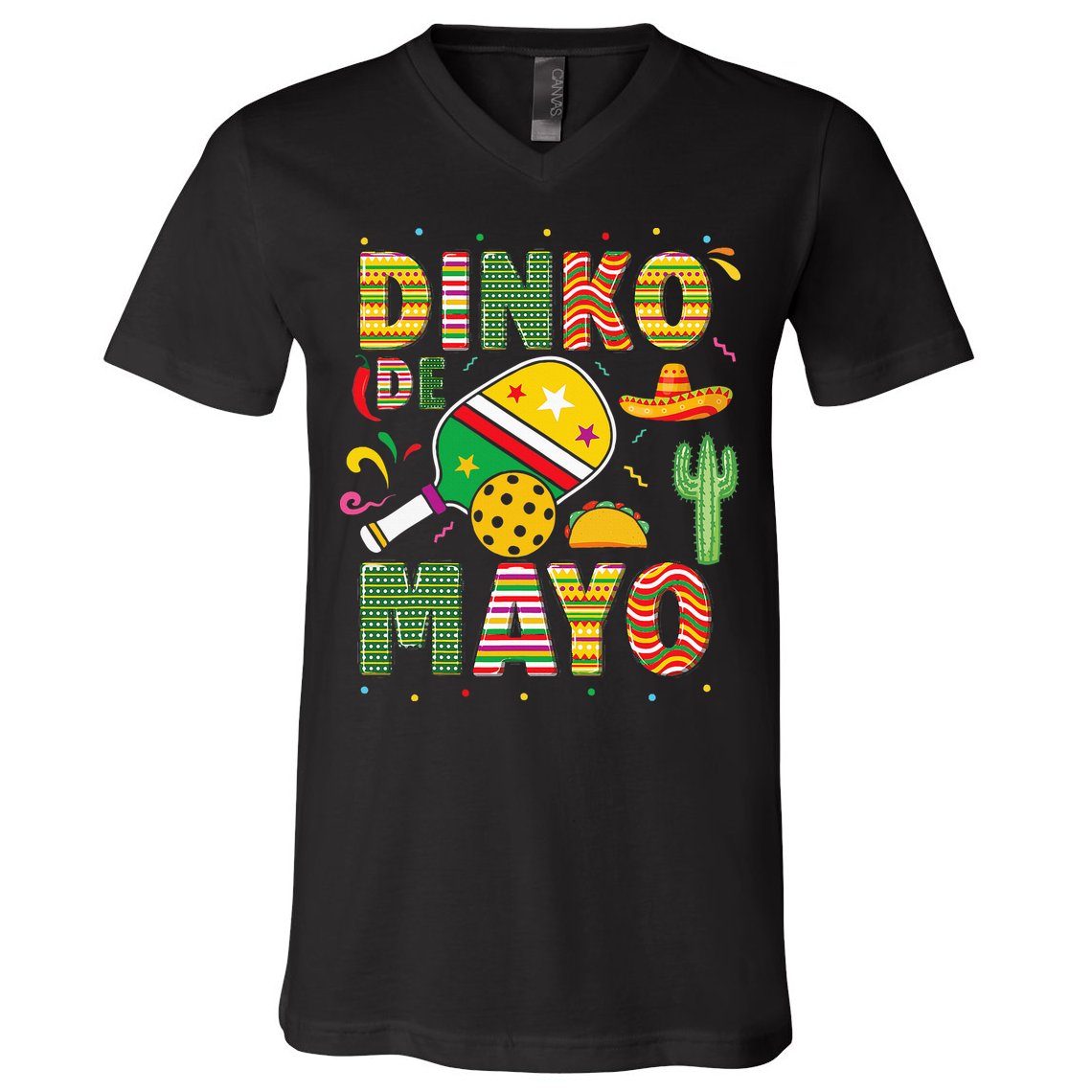 Funny Pickleball Dinko De Mayo Cinco De Mayo V-Neck T-Shirt