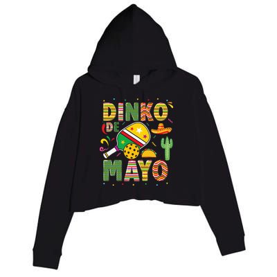 Funny Pickleball Dinko De Mayo Cinco De Mayo Crop Fleece Hoodie