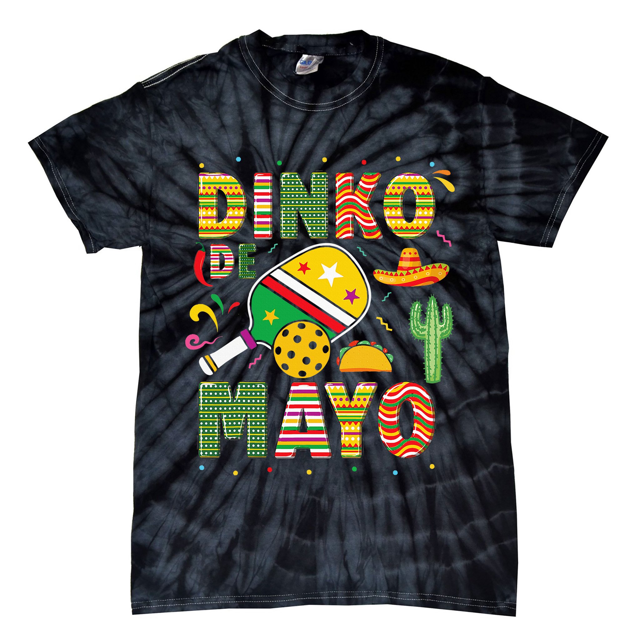Funny Pickleball Dinko De Mayo Cinco De Mayo Tie-Dye T-Shirt