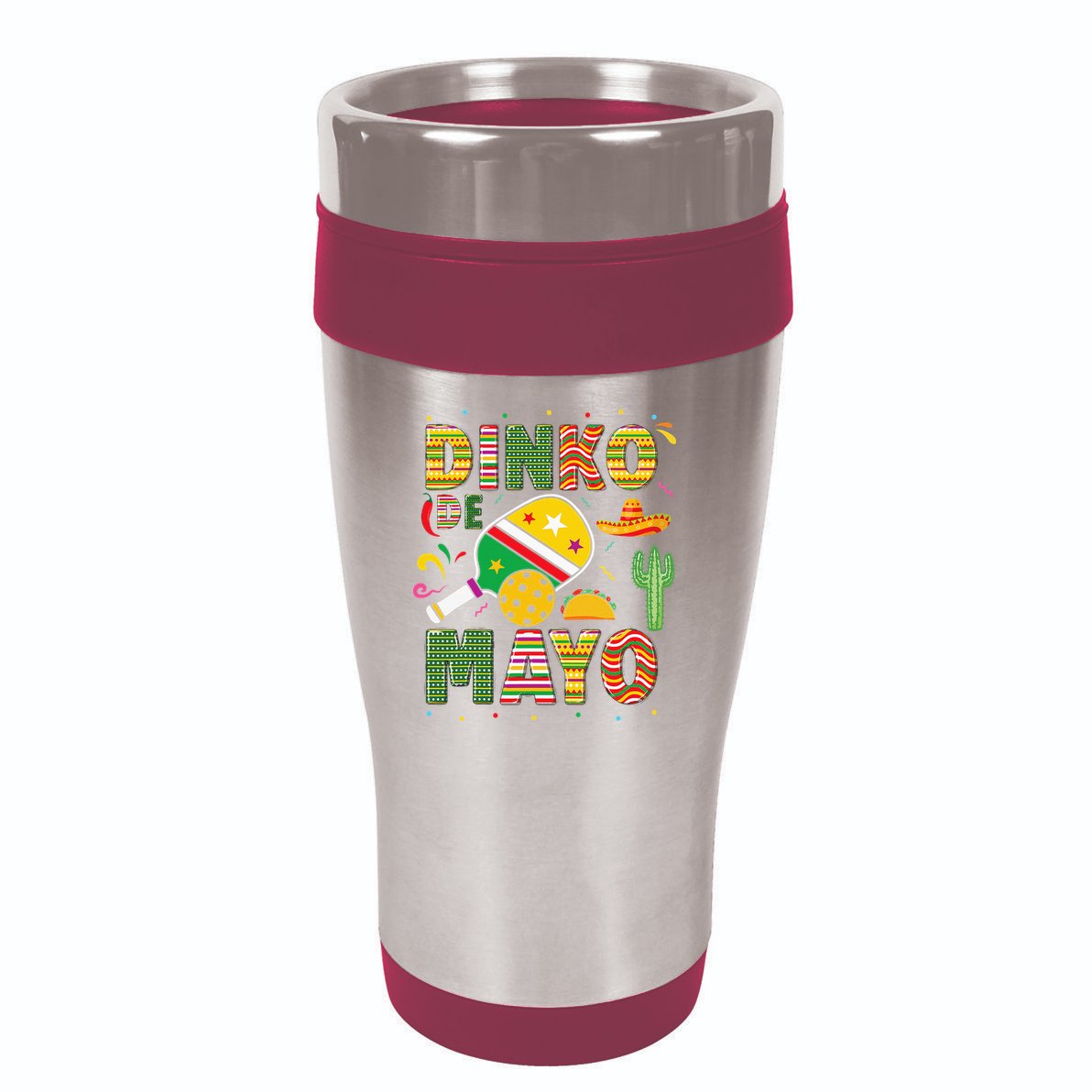 Funny Pickleball Dinko De Mayo Cinco De Mayo 16oz Travel Tumbler