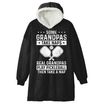 Funny Pickleball Design For Grandpa Pickleball Player Hooded Wearable Blanket