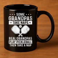 Funny Pickleball Design For Grandpa Pickleball Player 11oz C Handle Ceramic Mug