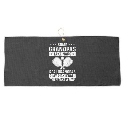 Funny Pickleball Design For Grandpa Pickleball Player Large Microfiber Waffle Golf Towel