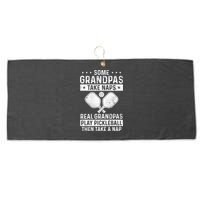 Funny Pickleball Design For Grandpa Pickleball Player Large Microfiber Waffle Golf Towel