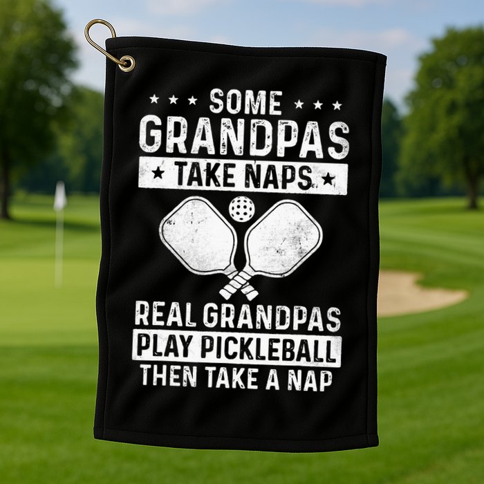 Funny Pickleball Design For Grandpa Pickleball Player Golf Towel
