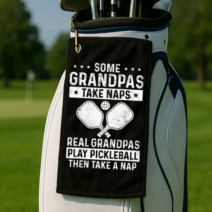 Funny Pickleball Design For Grandpa Pickleball Player Golf Towel