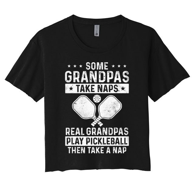 Funny Pickleball Design For Grandpa Pickleball Player Crop Top