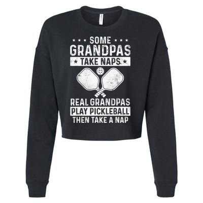 Funny Pickleball Design For Grandpa Pickleball Player Cropped Pullover Crew