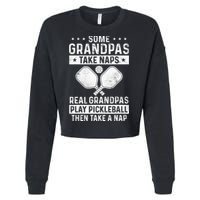 Funny Pickleball Design For Grandpa Pickleball Player Cropped Pullover Crew