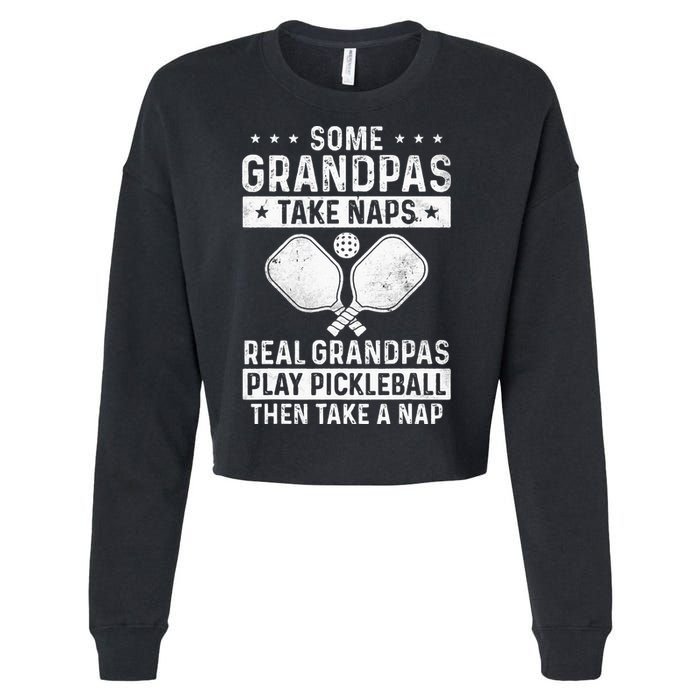 Funny Pickleball Design For Grandpa Pickleball Player Cropped Pullover Crew