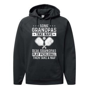 Funny Pickleball Design For Men Grandpa Pickleball Player Performance Fleece Hoodie