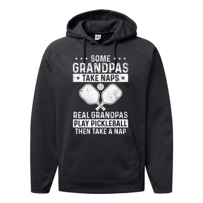 Funny Pickleball Design For Men Grandpa Pickleball Player Performance Fleece Hoodie