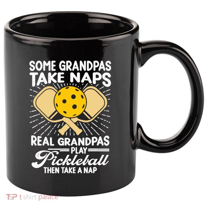 Funny Pickleball Design For Grandpa Pickleball Player 11oz C Handle Ceramic Mug