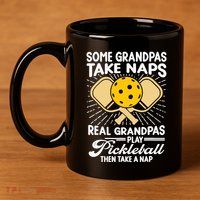 Funny Pickleball Design For Grandpa Pickleball Player 11oz C Handle Ceramic Mug