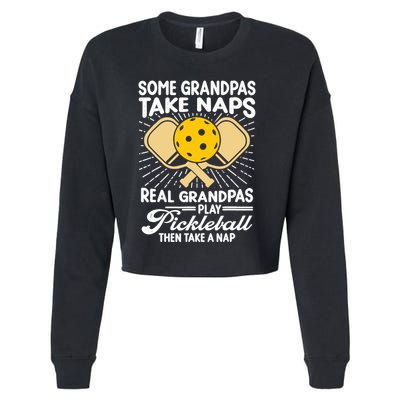 Funny Pickleball Design For Grandpa Pickleball Player Cropped Pullover Crew