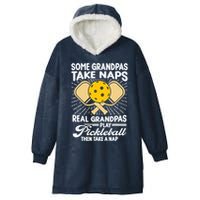 Funny Pickleball Design For Grandpa Pickleball Player Hooded Wearable Blanket
