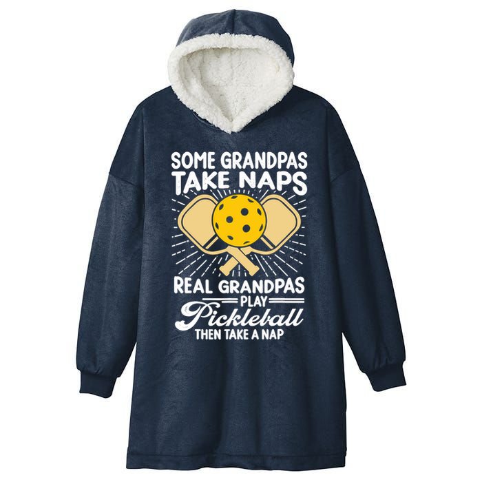Funny Pickleball Design For Grandpa Pickleball Player Hooded Wearable Blanket