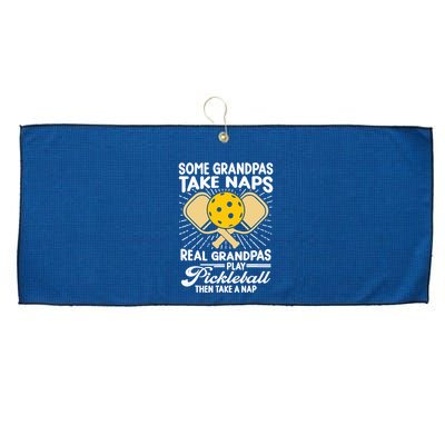 Funny Pickleball Design For Grandpa Pickleball Player Large Microfiber Waffle Golf Towel