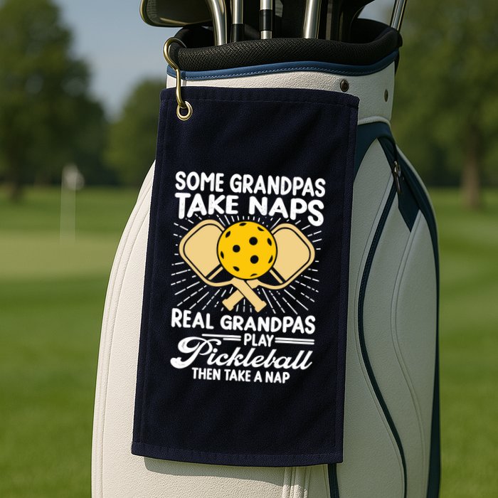 Funny Pickleball Design For Grandpa Pickleball Player Golf Towel