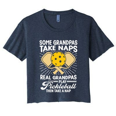 Funny Pickleball Design For Grandpa Pickleball Player Crop Top