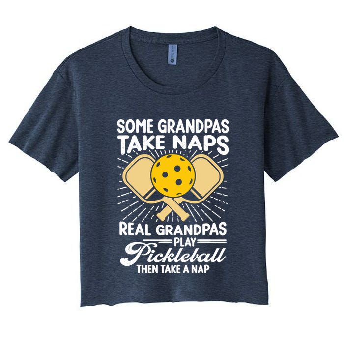 Funny Pickleball Design For Grandpa Pickleball Player Crop Top