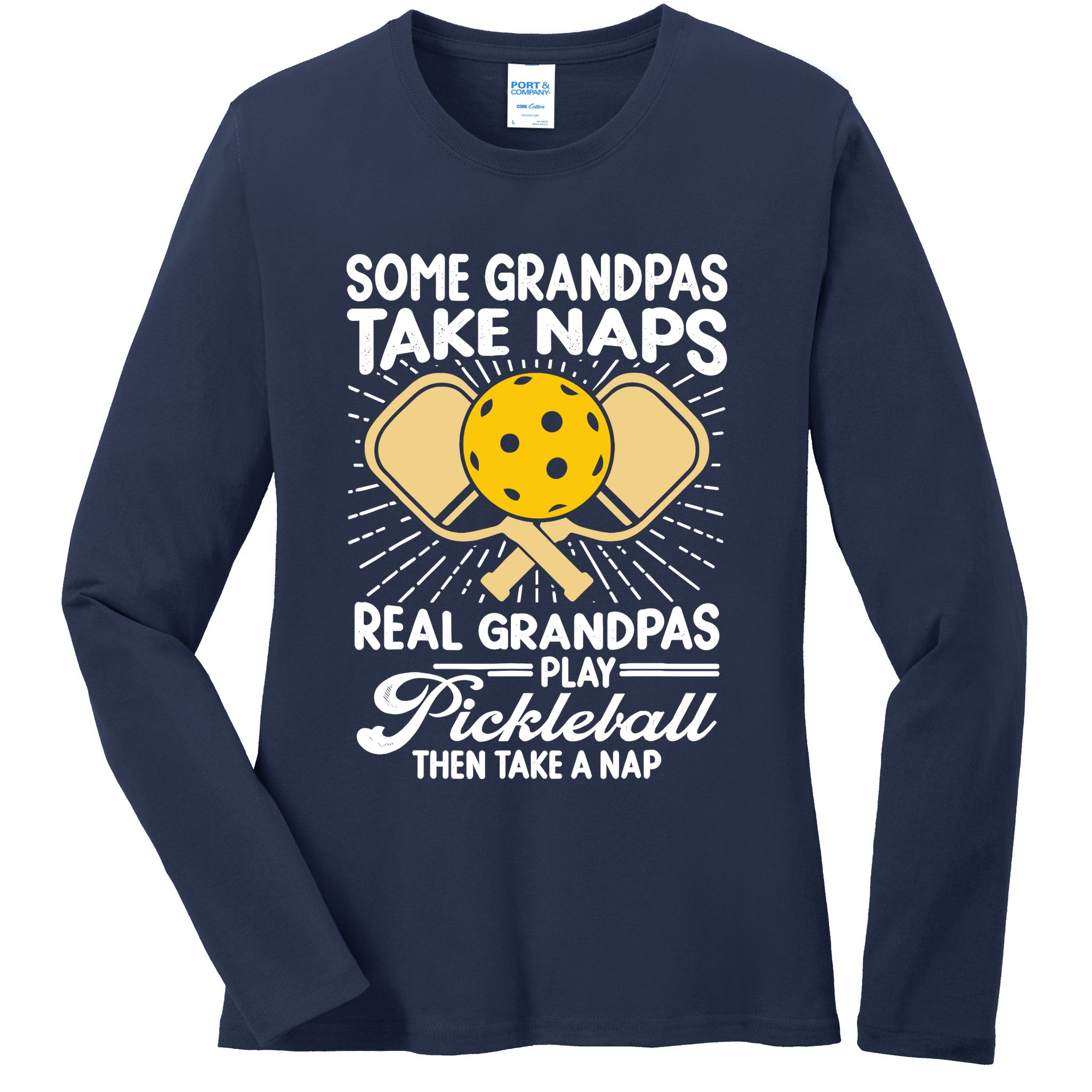 Funny Pickleball Design For Grandpa Pickleball Player Ladies Long Sleeve Shirt