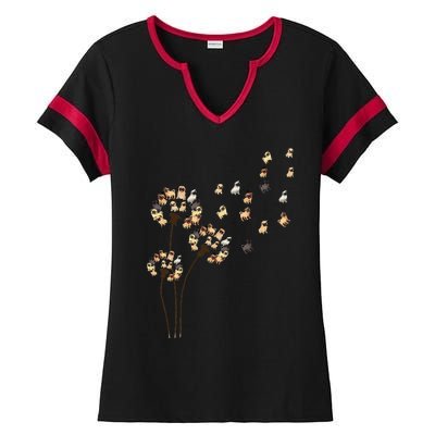 Flower Pug Dogs Dandelion Funny Animal Lovers Tees Women Ladies Halftime Notch Neck Tee