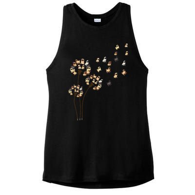 Flower Pug Dogs Dandelion Funny Animal Lovers Tees Women Ladies PosiCharge Tri-Blend Wicking Tank