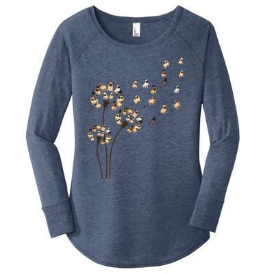 Flower Pug Dogs Dandelion Funny Animal Lovers Tees Women Women's Perfect Tri Tunic Long Sleeve Shirt