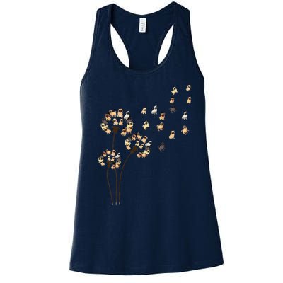 Flower Pug Dogs Dandelion Funny Animal Lovers Tees Women Women's Racerback Tank