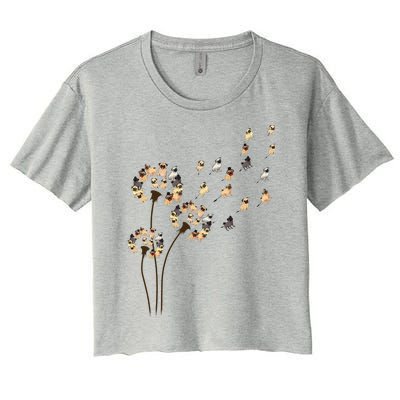 Flower Pug Dogs Dandelion Funny Animal Lovers Tees Women Women's Crop Top Tee