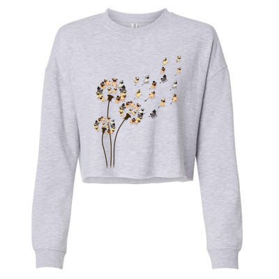 Flower Pug Dogs Dandelion Funny Animal Lovers Tees Women Cropped Pullover Crew