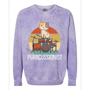 Funny Percussion Drummer Drumming Drums Saying I Kitten Cat Colorblast Crewneck Sweatshirt