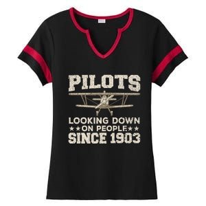 Funny Pilot Design For Aviation Airplane Pilot Ladies Halftime Notch Neck Tee