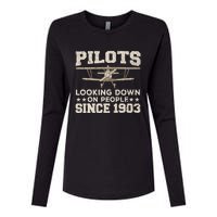 Funny Pilot Design For Aviation Airplane Pilot Womens Cotton Relaxed Long Sleeve T-Shirt