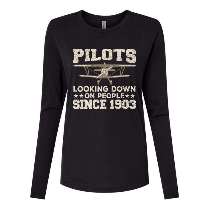 Funny Pilot Design For Aviation Airplane Pilot Womens Cotton Relaxed Long Sleeve T-Shirt