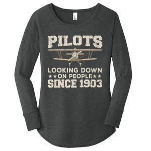 Funny Pilot Design For Aviation Airplane Pilot Women's Perfect Tri Tunic Long Sleeve Shirt