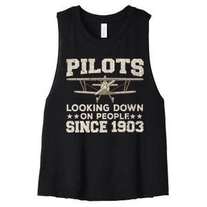 Funny Pilot Design For Aviation Airplane Pilot Women's Racerback Cropped Tank