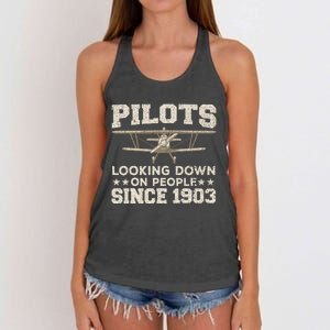 Funny Pilot Design For Aviation Airplane Pilot Women's Knotted Racerback Tank