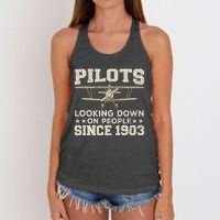 Funny Pilot Design For Aviation Airplane Pilot Women's Knotted Racerback Tank